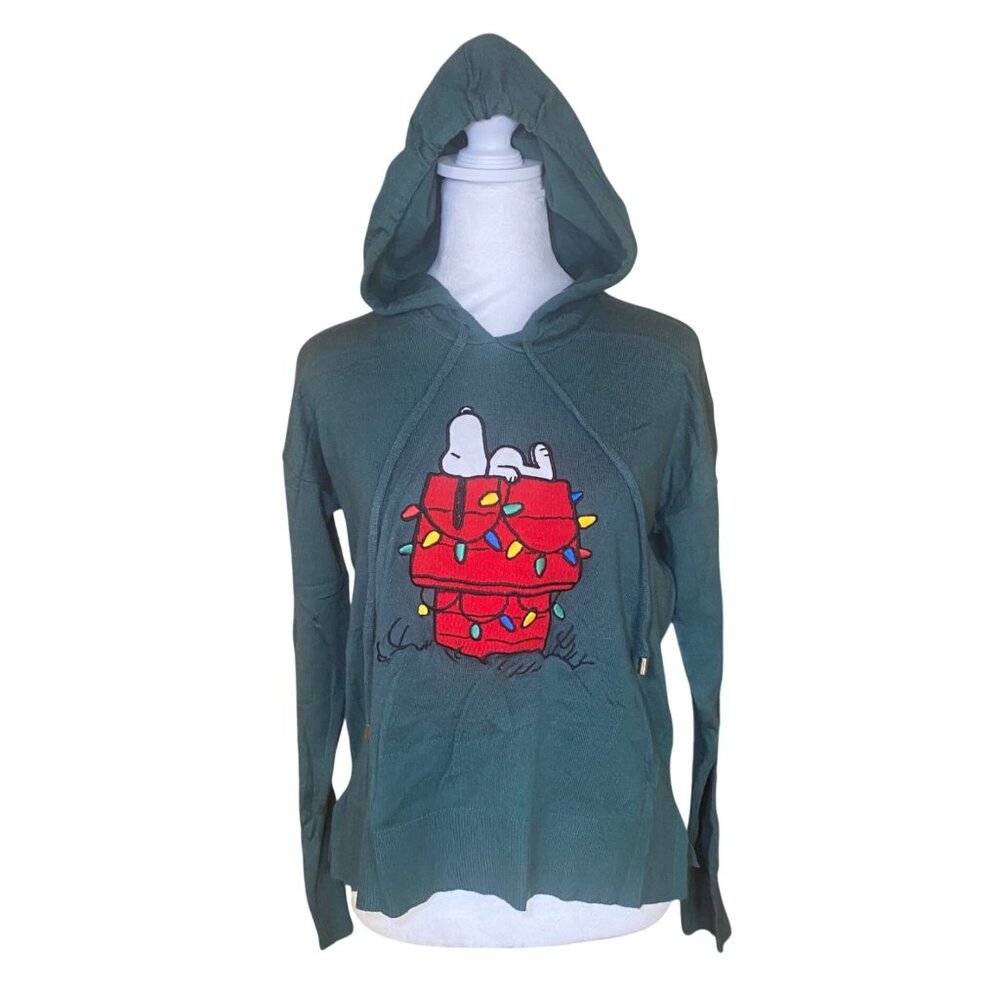 Peanuts Snoopy Red Doghouse‎ All Lit Up Hoodie Sweater Christmas Lights